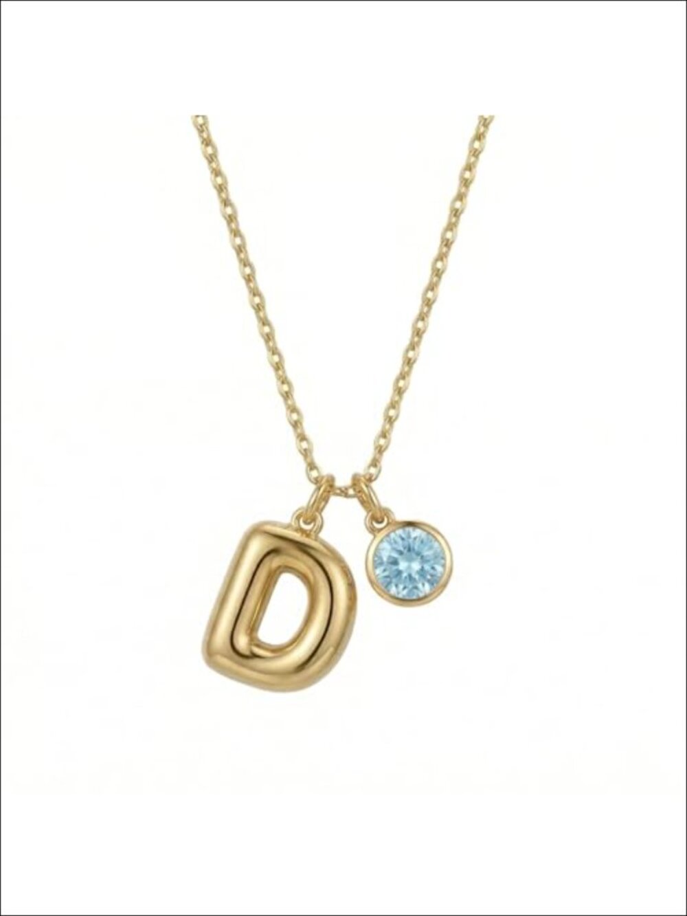 18k Gold Plated Initial Birthstone Pendant Necklace Womens' Jewelry Gift